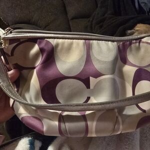 Stylish Coach Purple and Cream Women's Bag